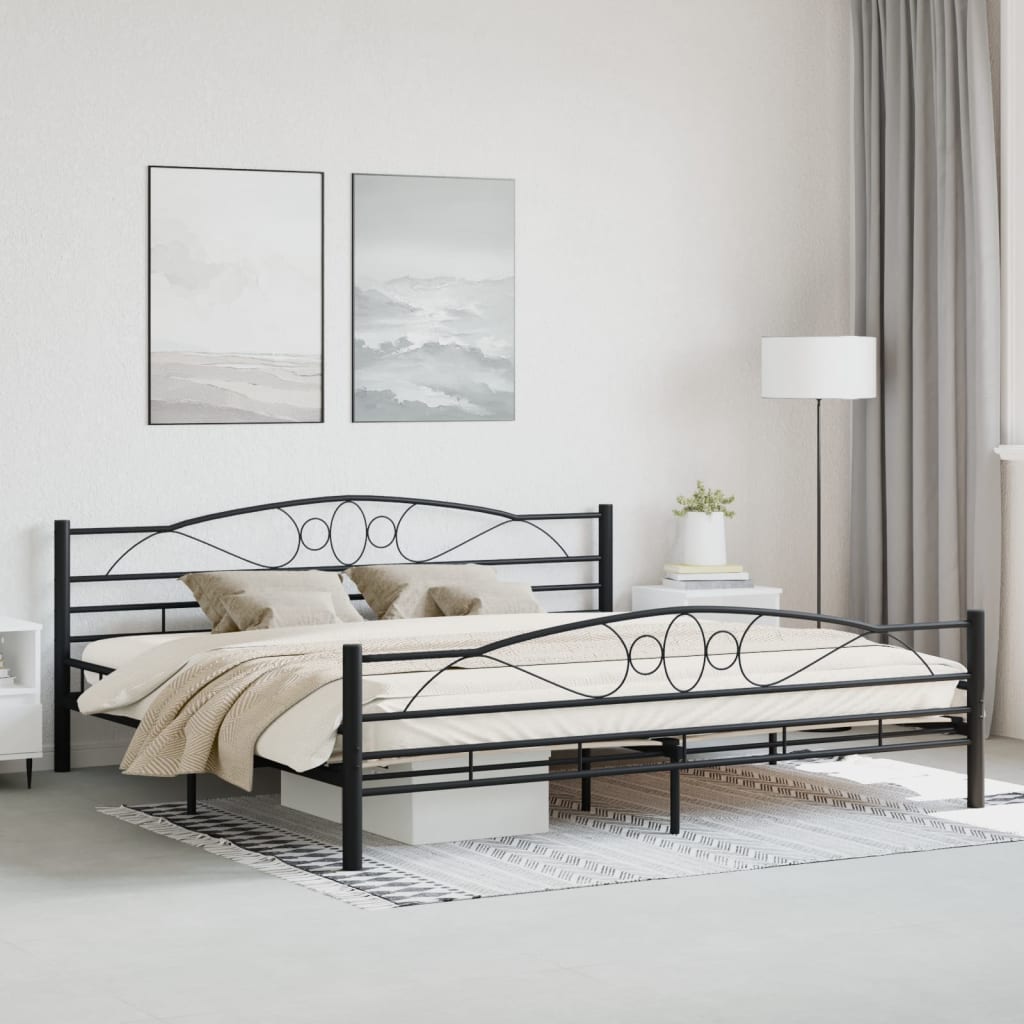 vidaXL Bed Frame without Mattress Black Steel 200x200 cm