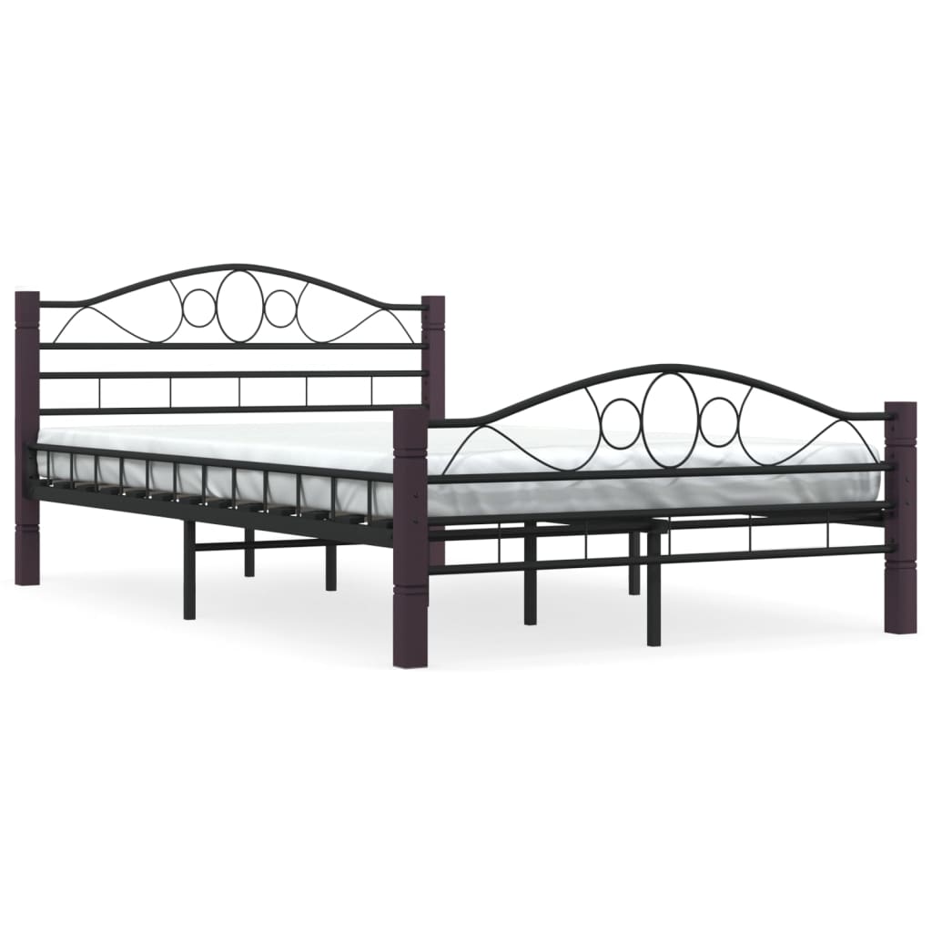 vidaXL Bed Frame without Mattress Black Metal 140x200 cm