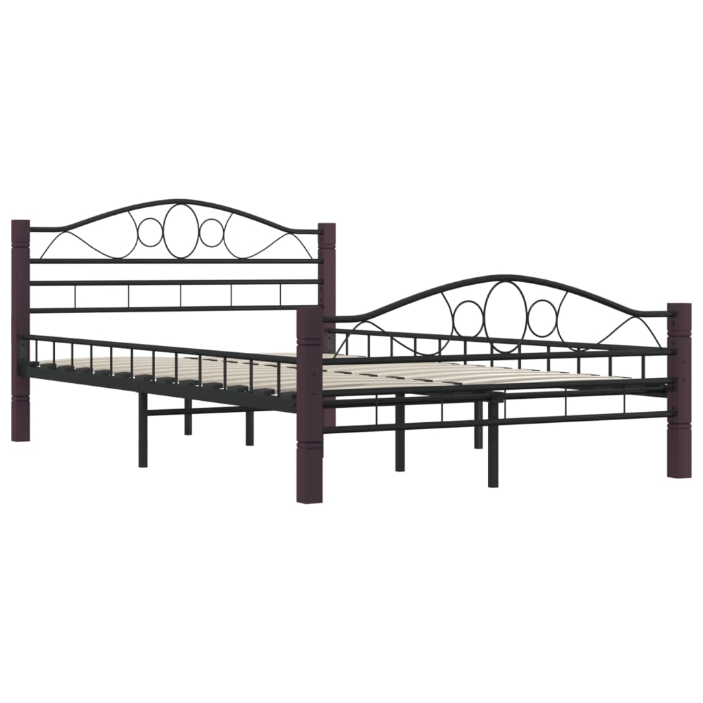 vidaXL Bed Frame without Mattress Black Metal 140x200 cm