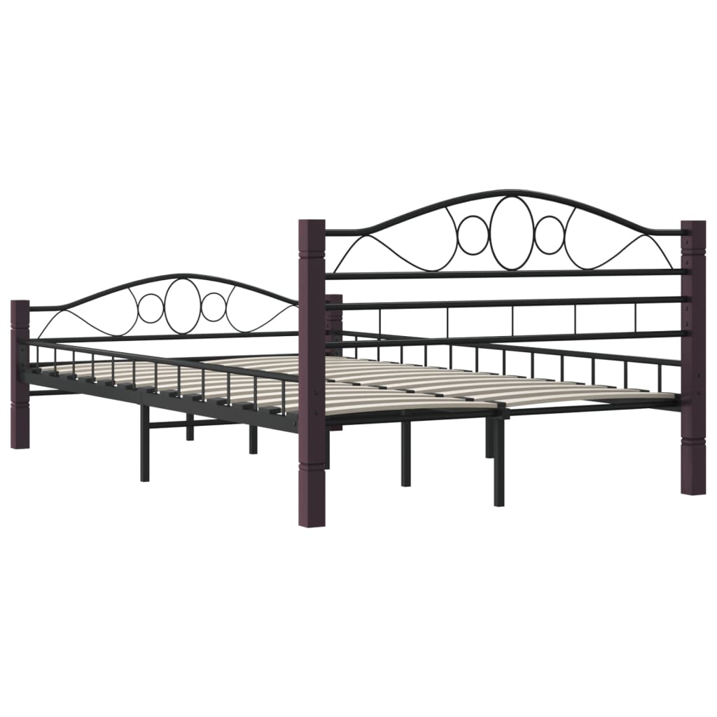 vidaXL Bed Frame without Mattress Black Metal 140x200 cm