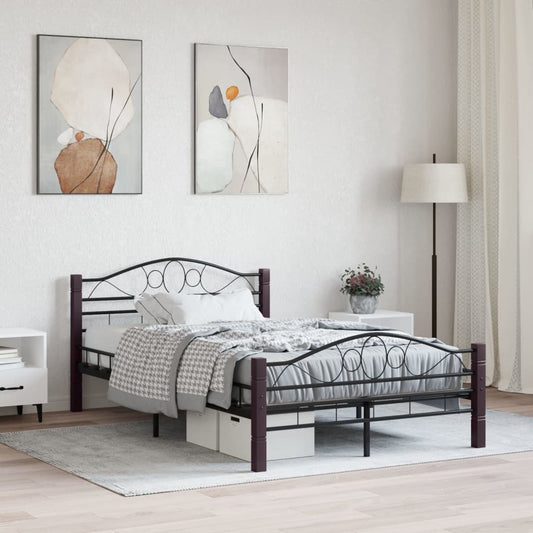 vidaXL Bed Frame without Mattress Black Metal 140x200 cm