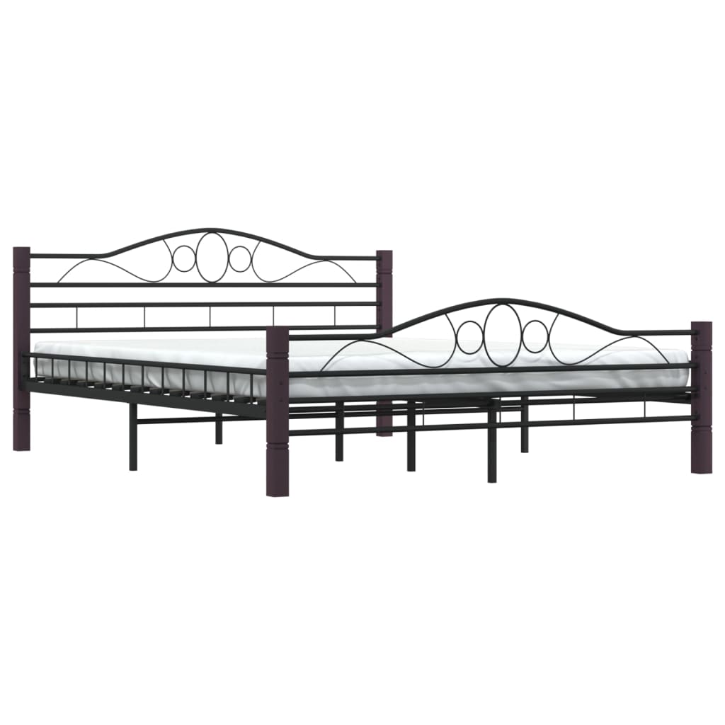 vidaXL Bed Frame without Mattress with Headboard Black 160x200 cm Metal