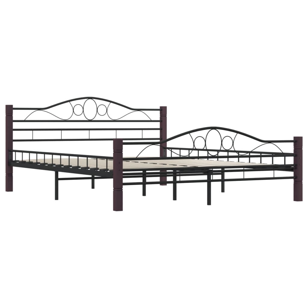 vidaXL Bed Frame without Mattress with Headboard Black 160x200 cm Metal