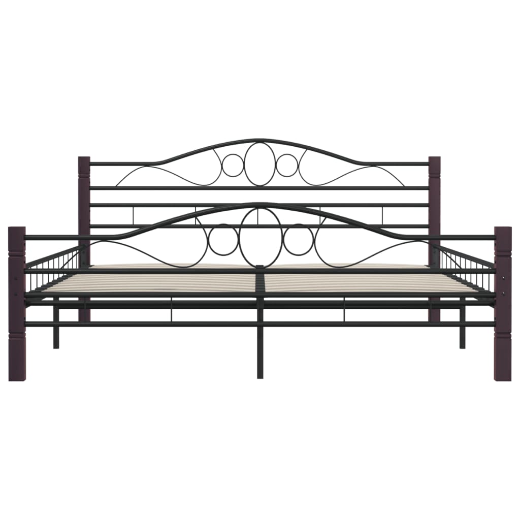 vidaXL Bed Frame without Mattress with Headboard Black 160x200 cm Metal