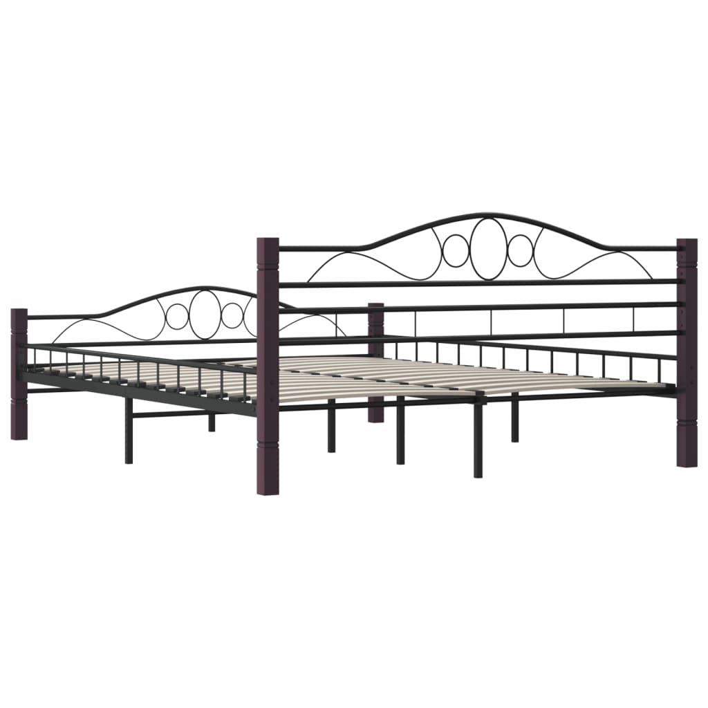 vidaXL Bed Frame without Mattress with Headboard Black 160x200 cm Metal