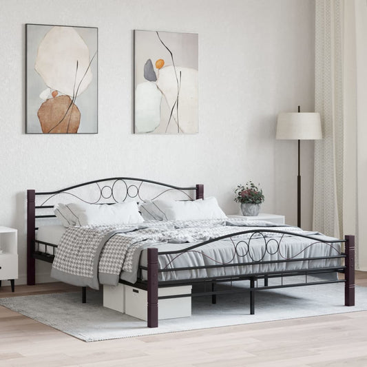 vidaXL Bed Frame without Mattress with Headboard Black 160x200 cm Metal