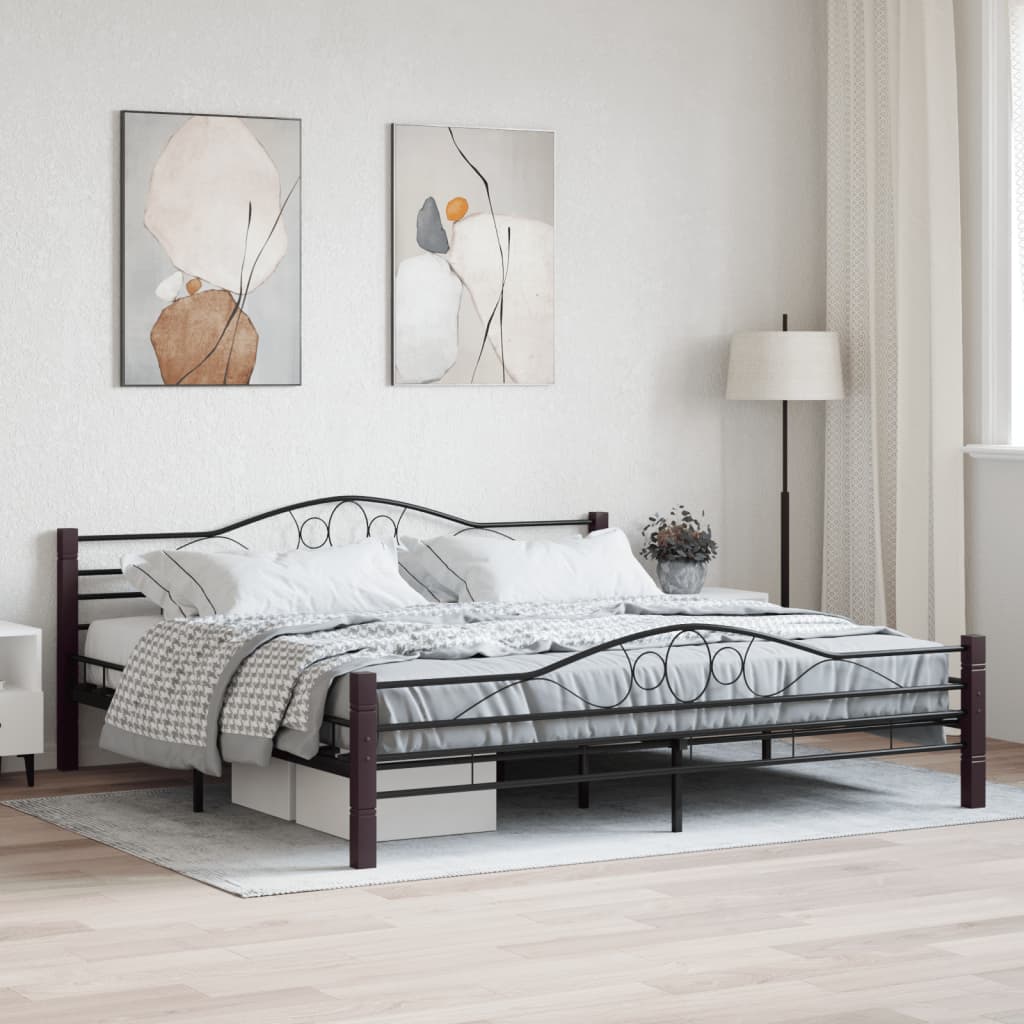 vidaXL Bed Frame without Mattress Black Metal 200x200 cm