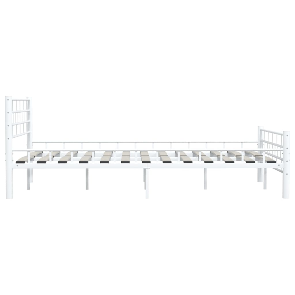Bed Frame | White | Metal frame with plywood slats | Double | Durable