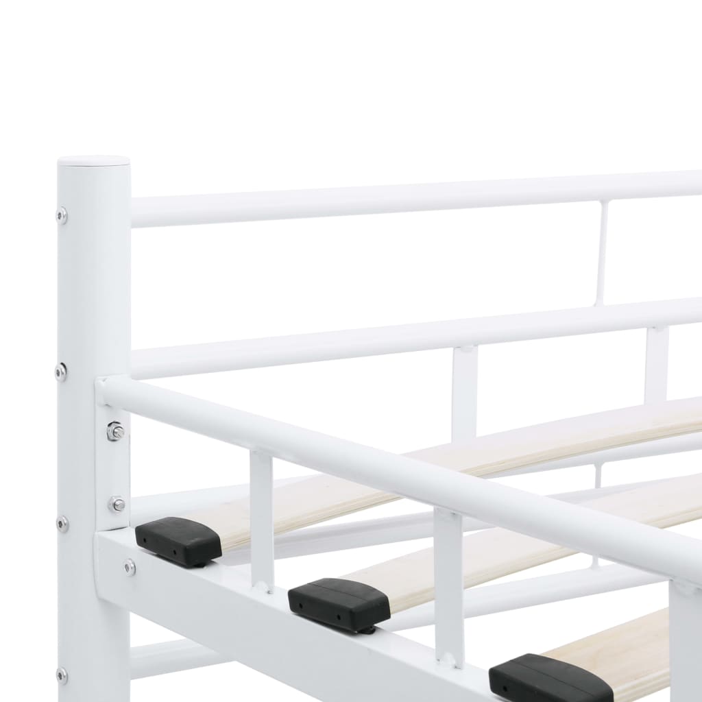 Bed Frame | White | Metal frame with plywood slats | Double | Durable