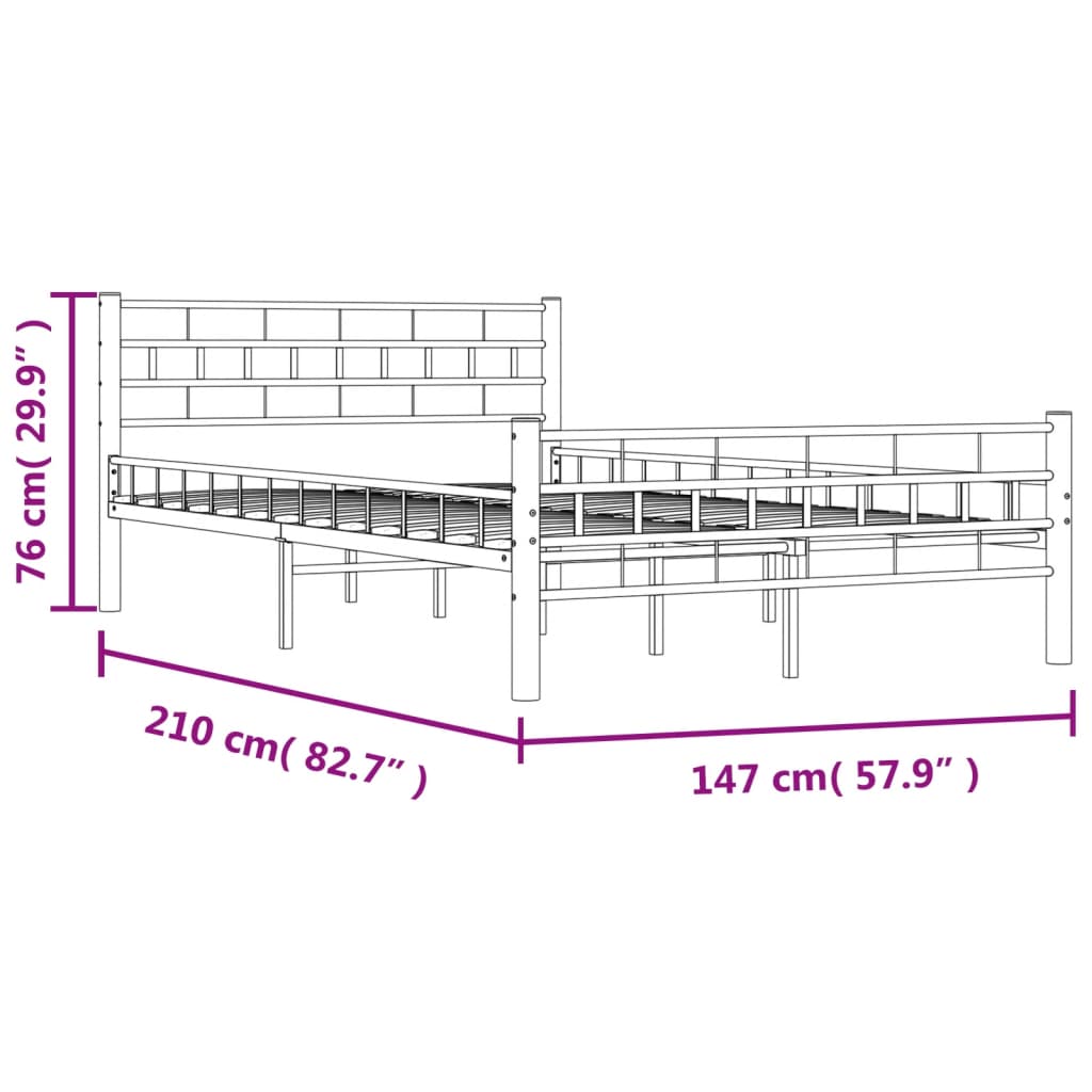 Bed Frame | White | Metal frame with plywood slats | Double | Durable