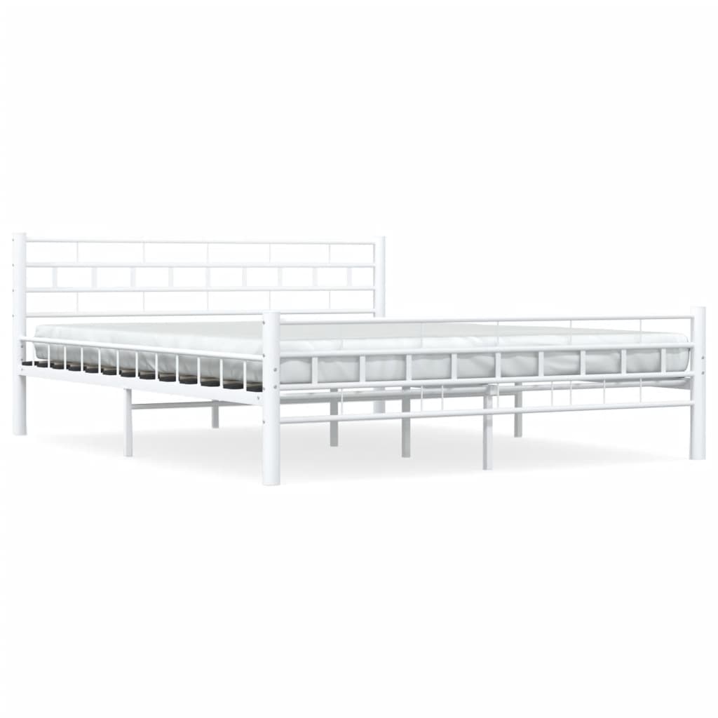 vidaXL Bed Frame with Headboard White 160x200 cm Metal