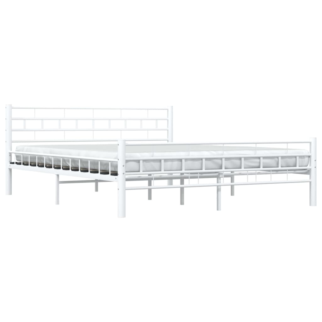 vidaXL Bed Frame with Headboard White 160x200 cm Metal