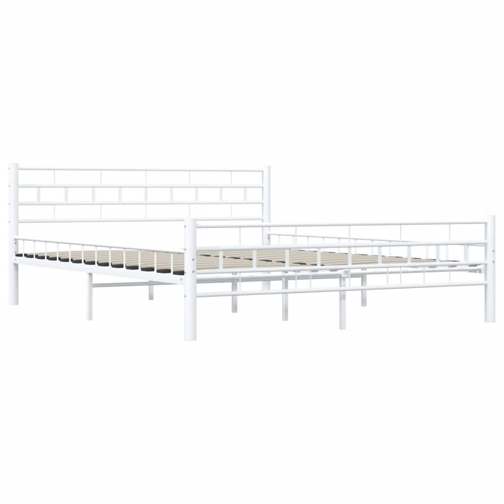 vidaXL Bed Frame with Headboard White 160x200 cm Metal