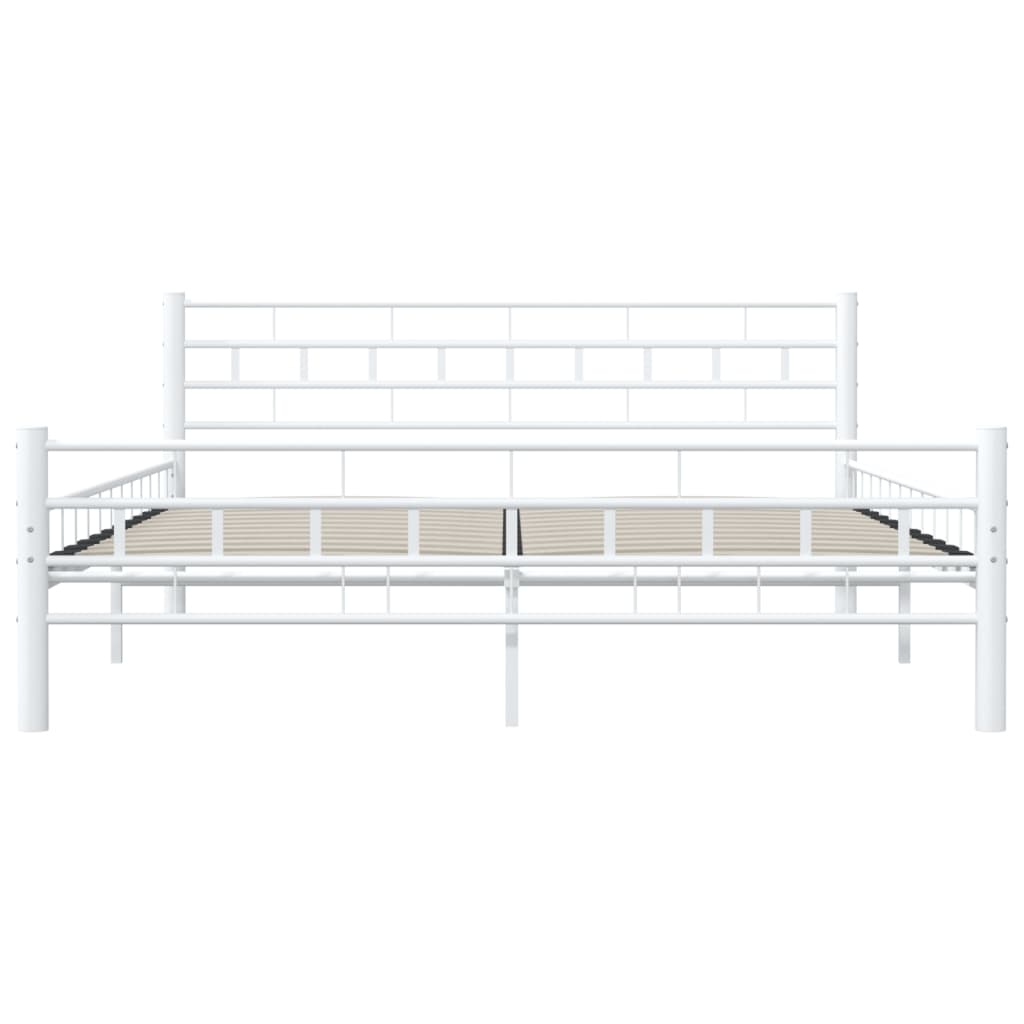 vidaXL Bed Frame with Headboard White 160x200 cm Metal