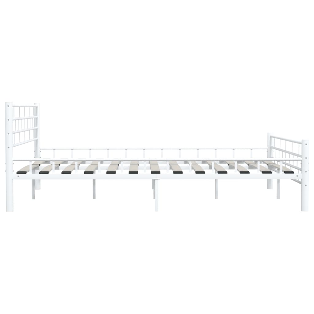 vidaXL Bed Frame with Headboard White 160x200 cm Metal