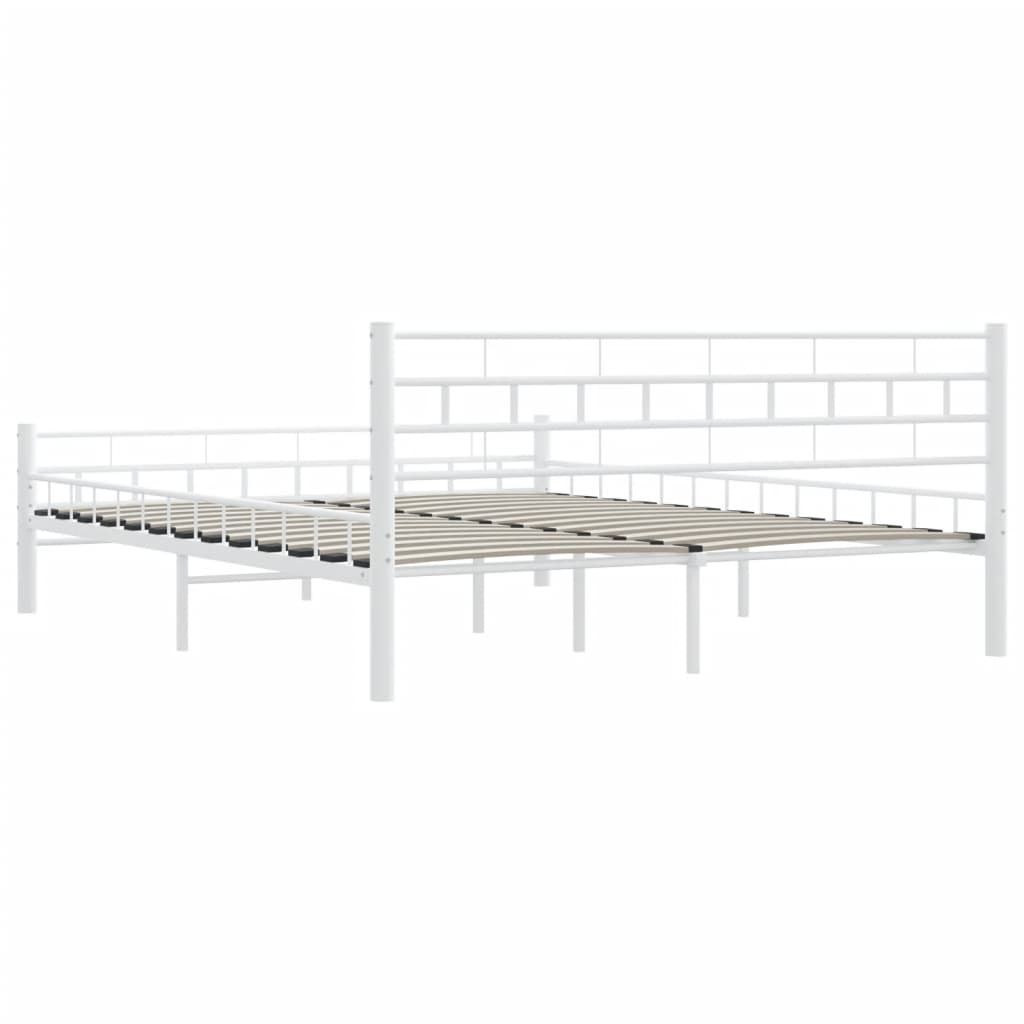 vidaXL Bed Frame with Headboard White 160x200 cm Metal