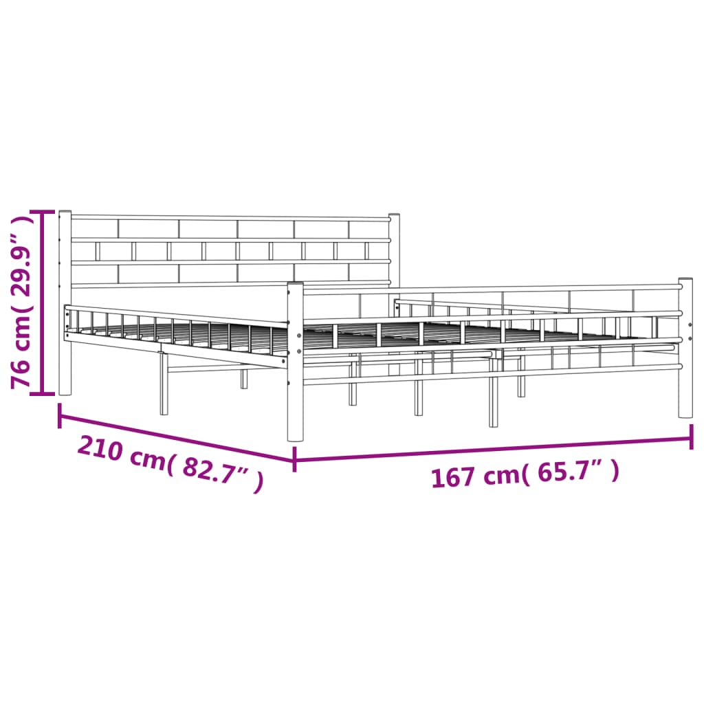 vidaXL Bed Frame with Headboard White 160x200 cm Metal