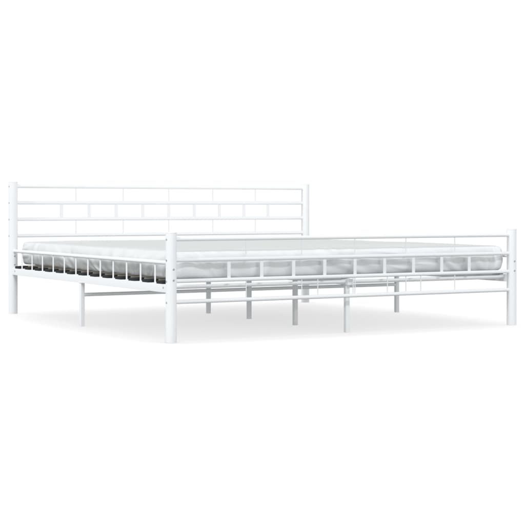 285300 vidaXL Bed Frame White Metal 180x200 cm Super King