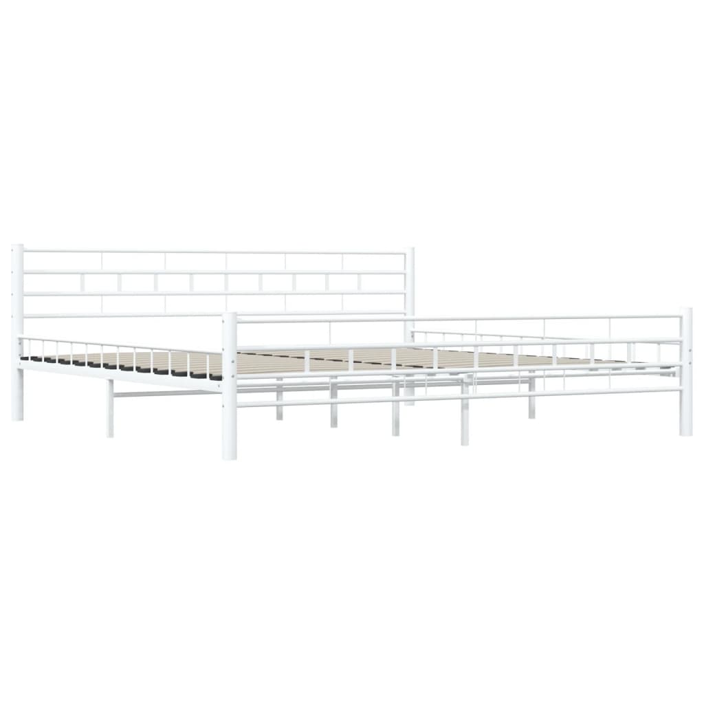 285300 vidaXL Bed Frame White Metal 180x200 cm Super King