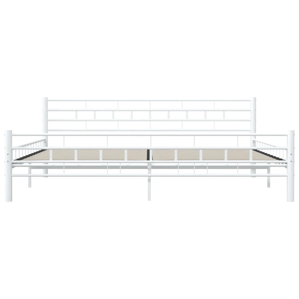 285300 vidaXL Bed Frame White Metal 180x200 cm Super King