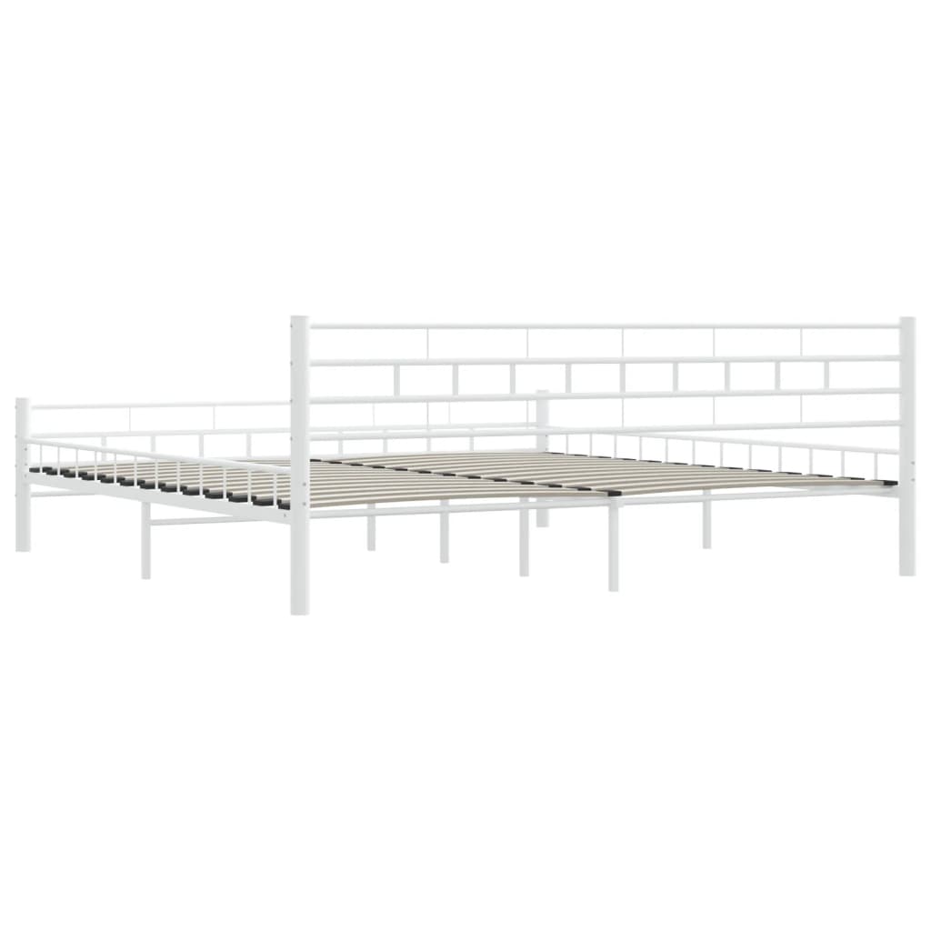 285300 vidaXL Bed Frame White Metal 180x200 cm Super King