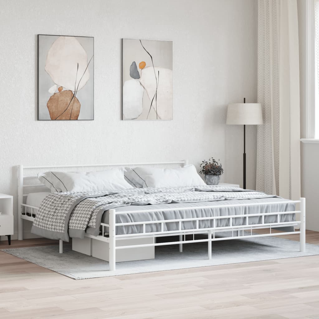 285300 vidaXL Bed Frame White Metal 180x200 cm Super King