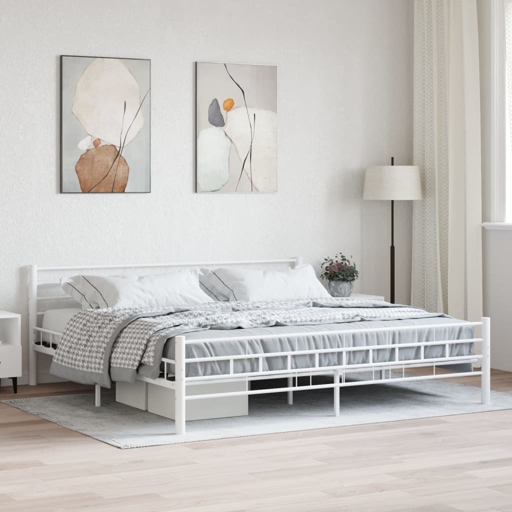 285301 vidaXL Bed Frame White Metal 200x200 cm