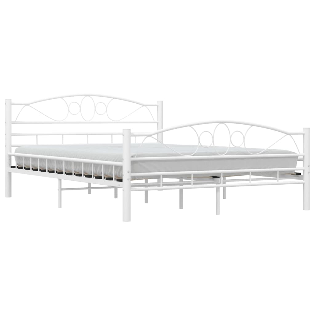 285303 vidaXL Bed Frame White Metal 140x200 cm