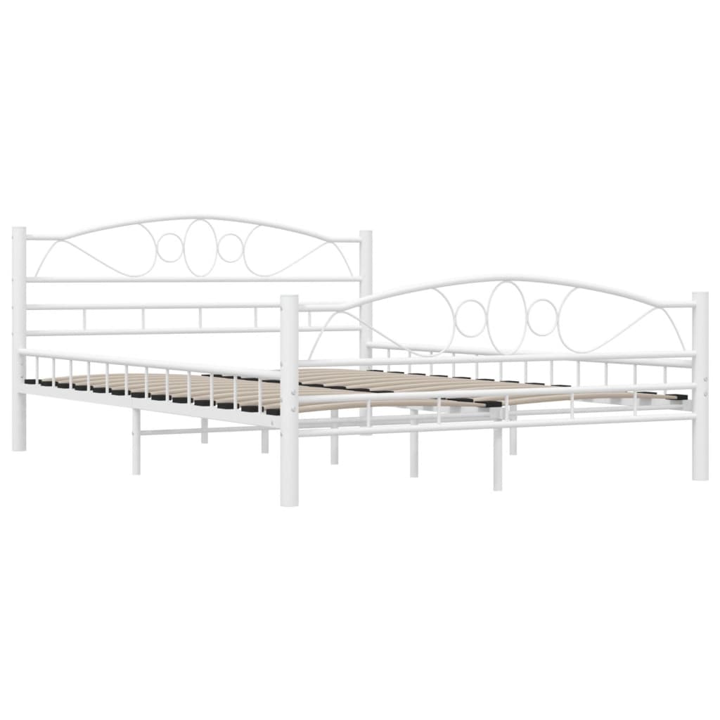 285303 vidaXL Bed Frame White Metal 140x200 cm