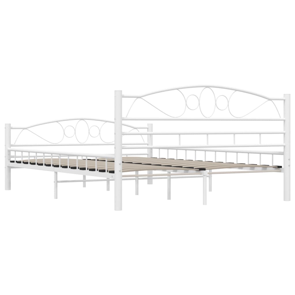 285303 vidaXL Bed Frame White Metal 140x200 cm