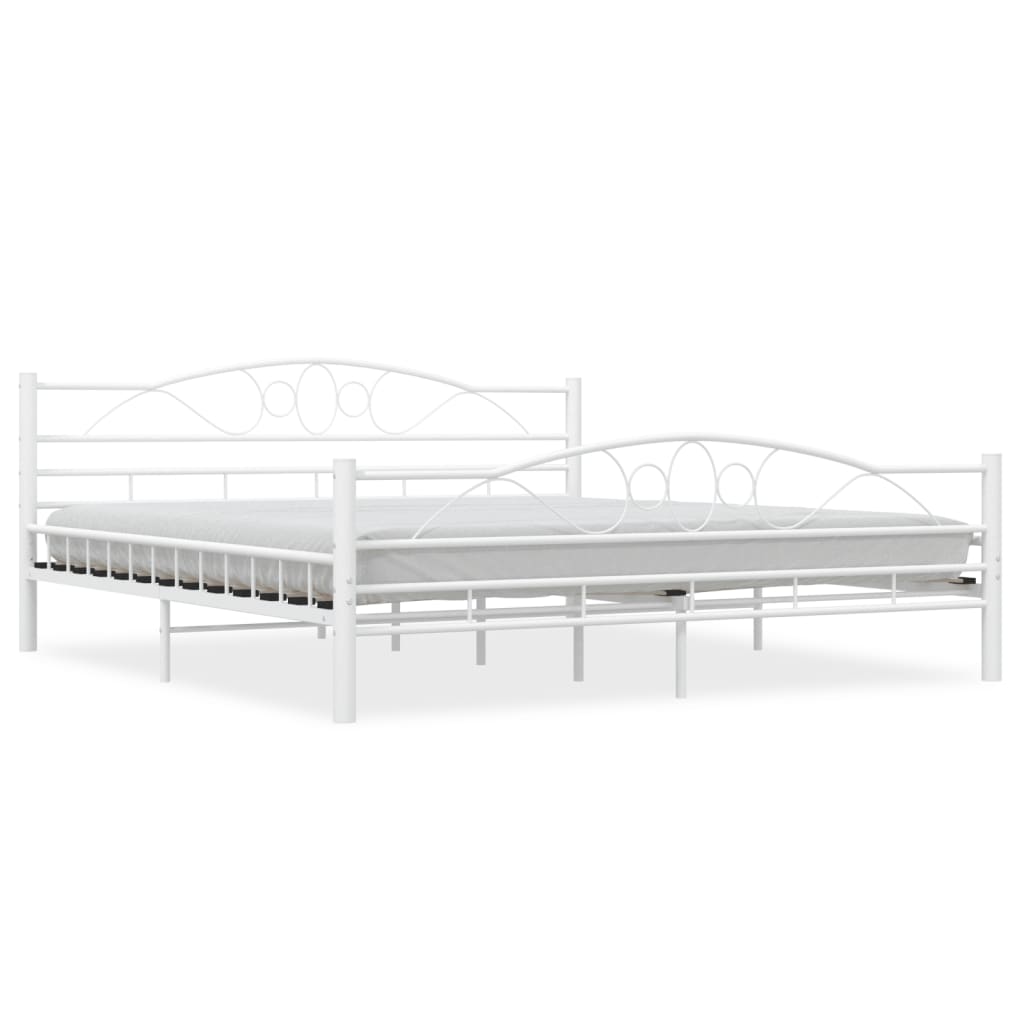 285305 vidaXL Bed Frame White Metal 180x200 cm Super King