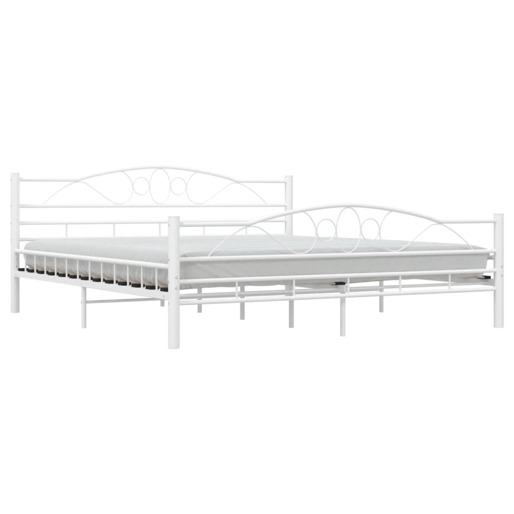 285305 vidaXL Bed Frame White Metal 180x200 cm Super King