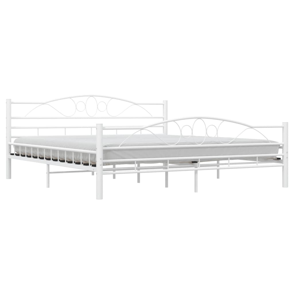 285305 vidaXL Bed Frame White Metal 180x200 cm Super King