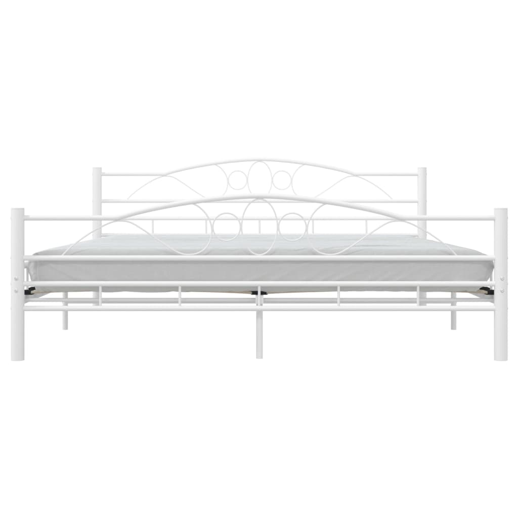 285305 vidaXL Bed Frame White Metal 180x200 cm Super King