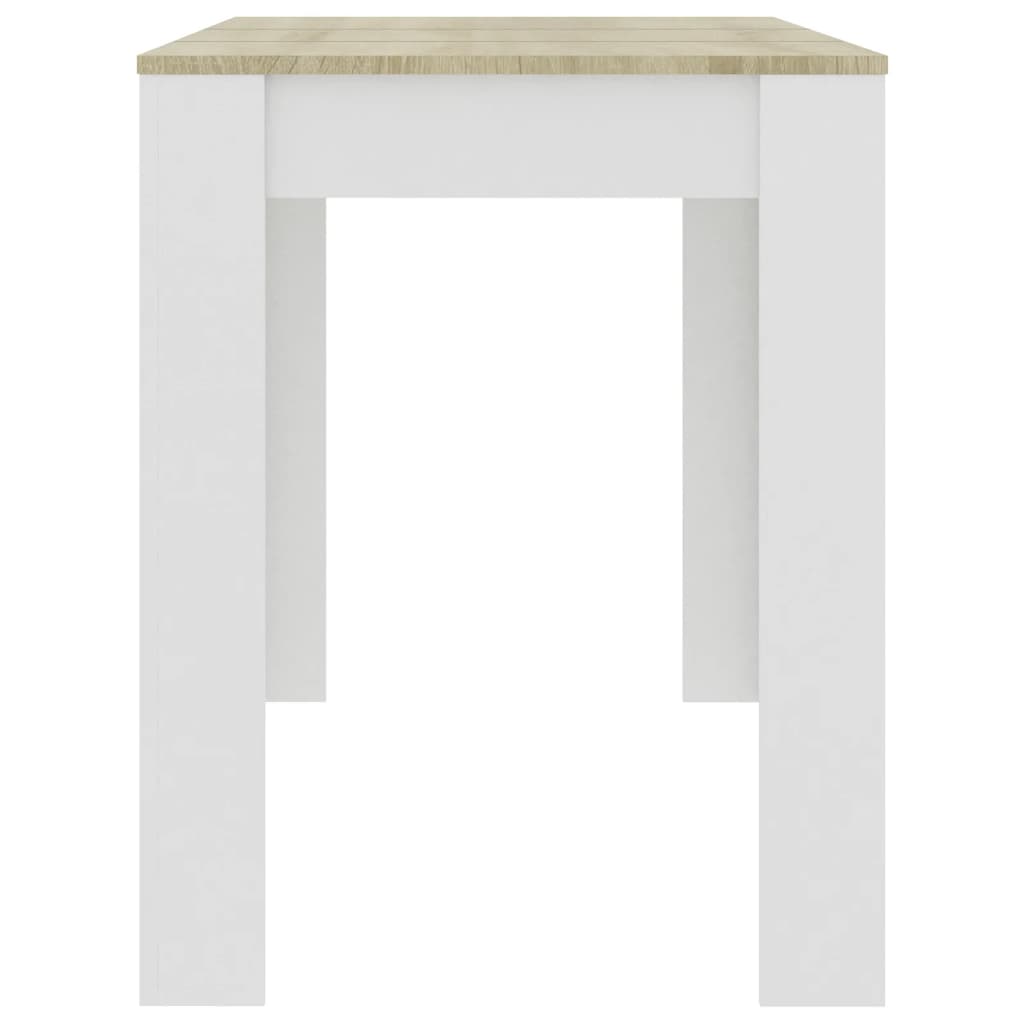 vidaXL Dining Table White and Sonoma Oak 120x60x76 cm Engineered Wood