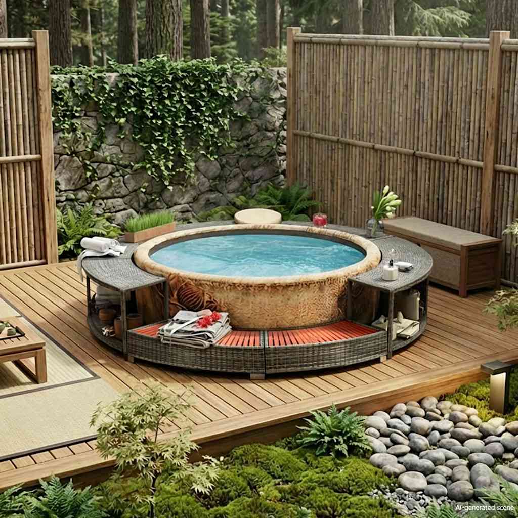 Hot Tub Surround Grey Poly Rattan