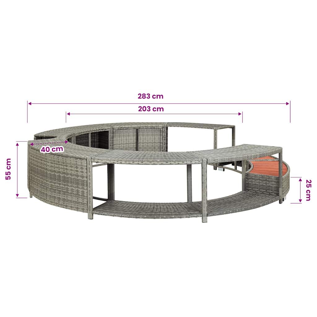 Hot Tub Surround Grey Poly Rattan