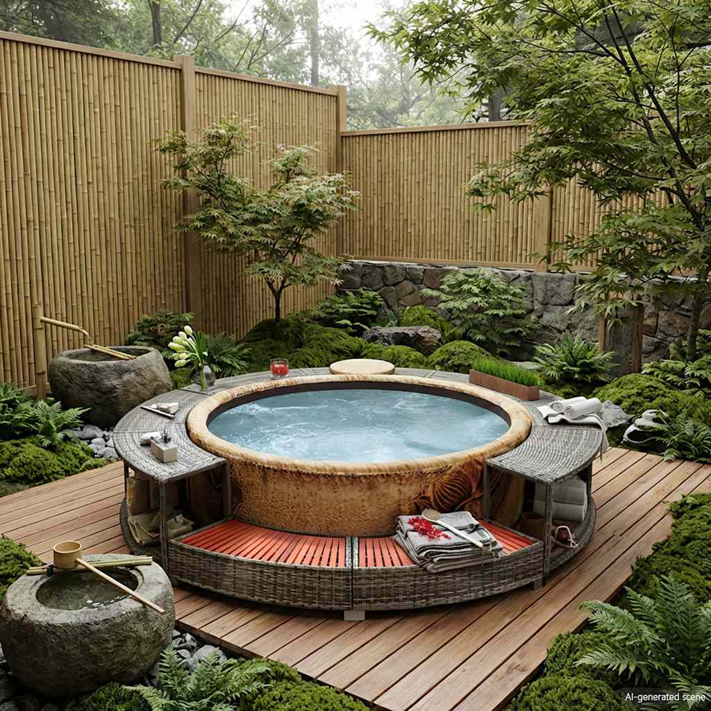 Hot Tub Surround Grey Poly Rattan