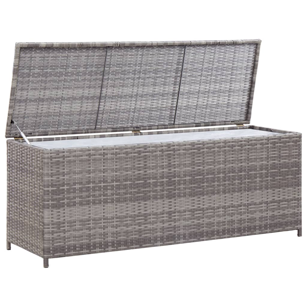 vidaXL Garden Storage Box Grey 150x50x60 cm Poly Rattan