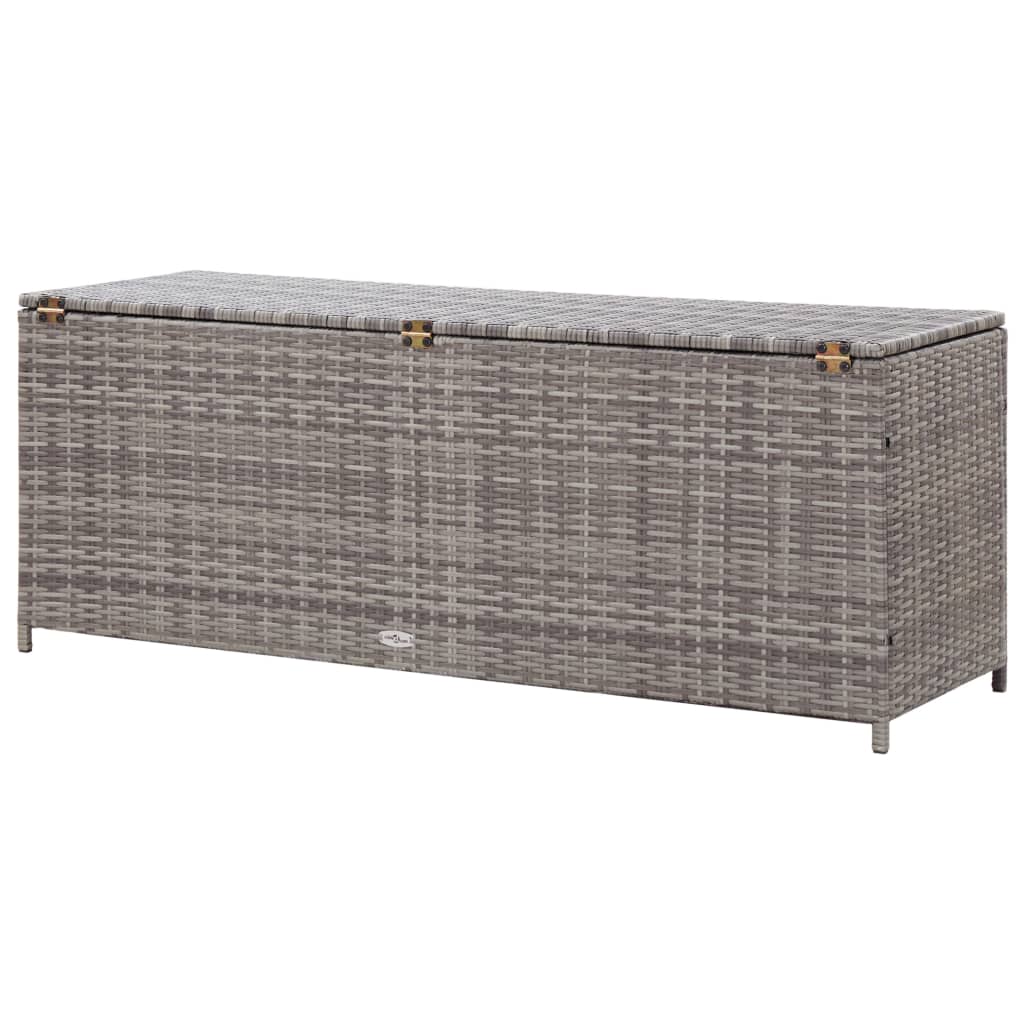 vidaXL Garden Storage Box Grey 150x50x60 cm Poly Rattan