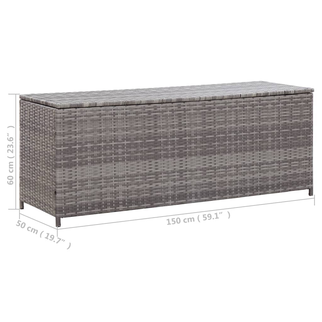 vidaXL Garden Storage Box Grey 150x50x60 cm Poly Rattan