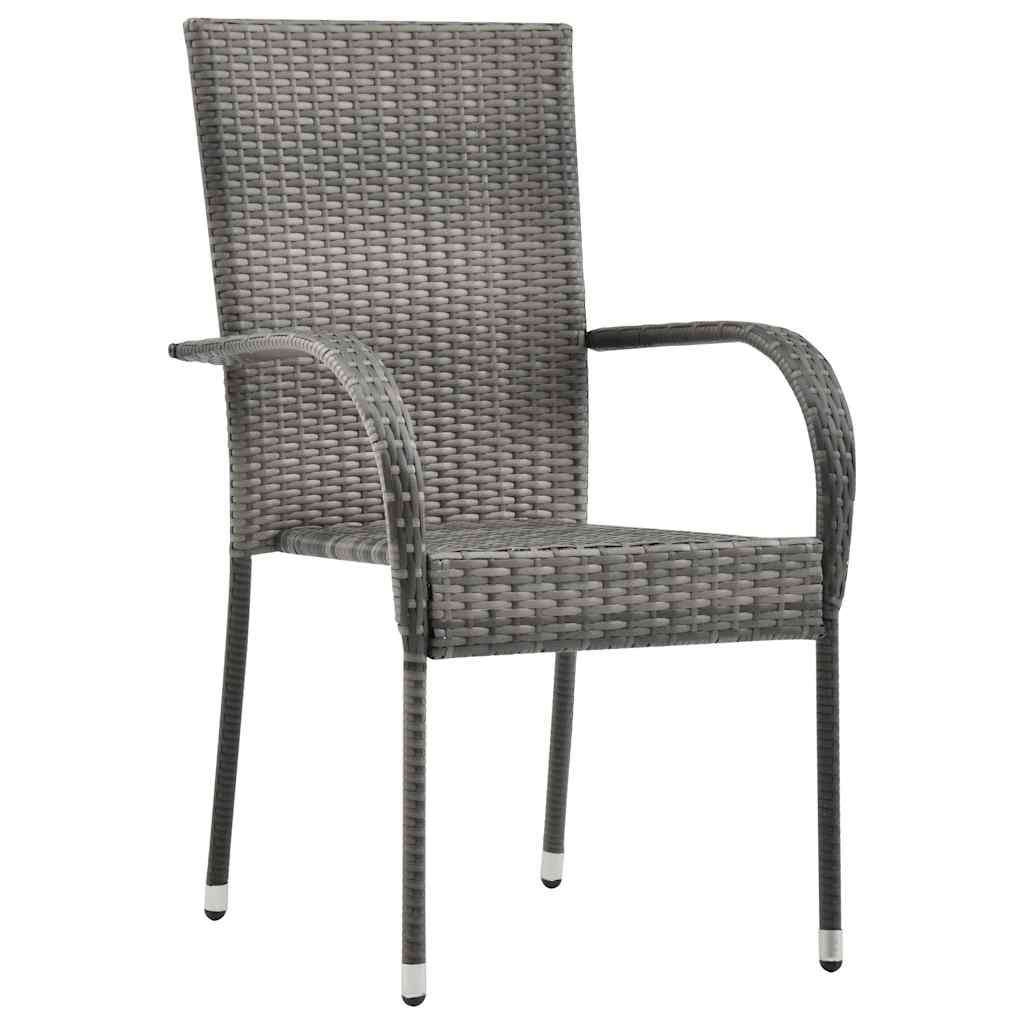 Dining Chair | Set of 2 | Grey | Poly Rattan | Standard | Stackable