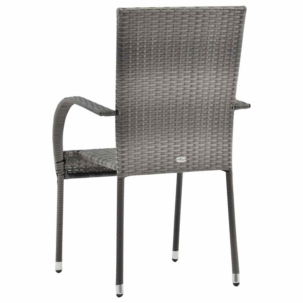 Dining Chair | Set of 2 | Grey | Poly Rattan | Standard | Stackable