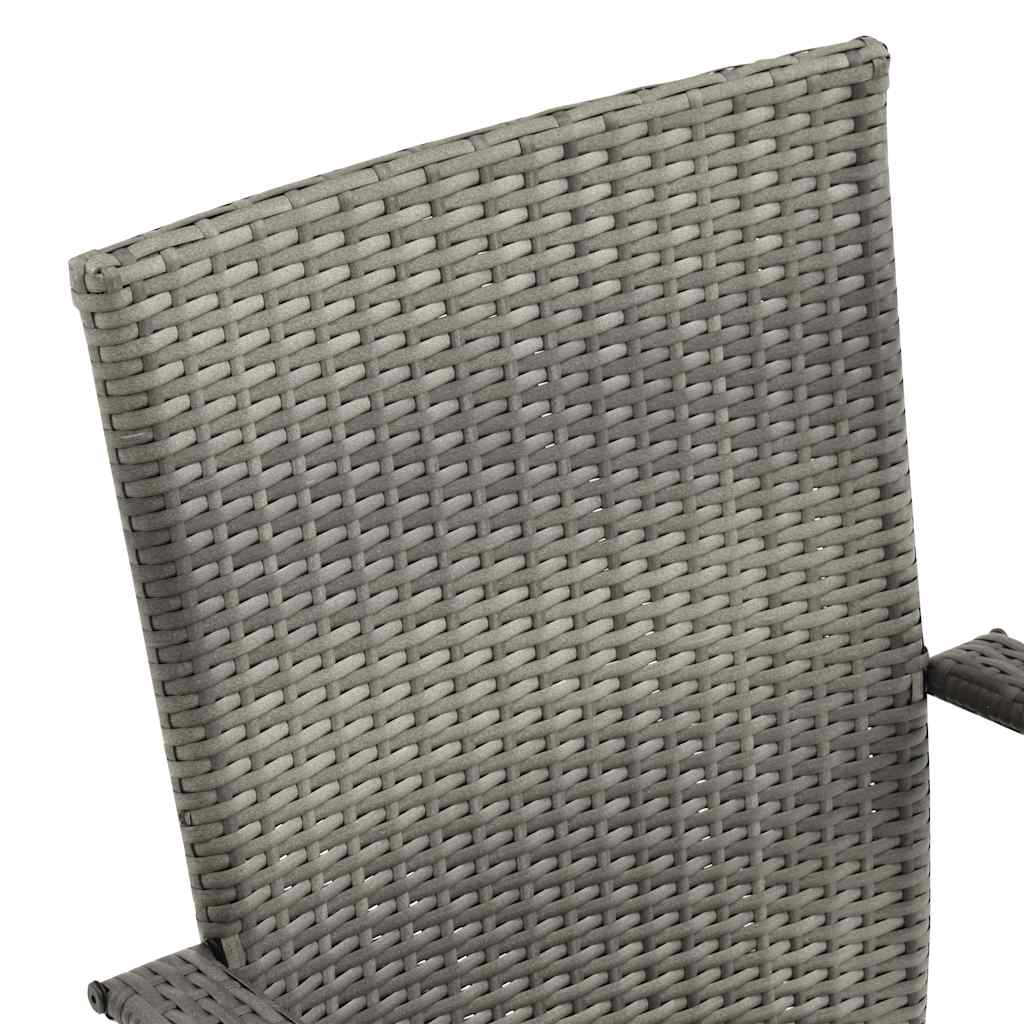 Dining Chair | Set of 2 | Grey | Poly Rattan | Standard | Stackable