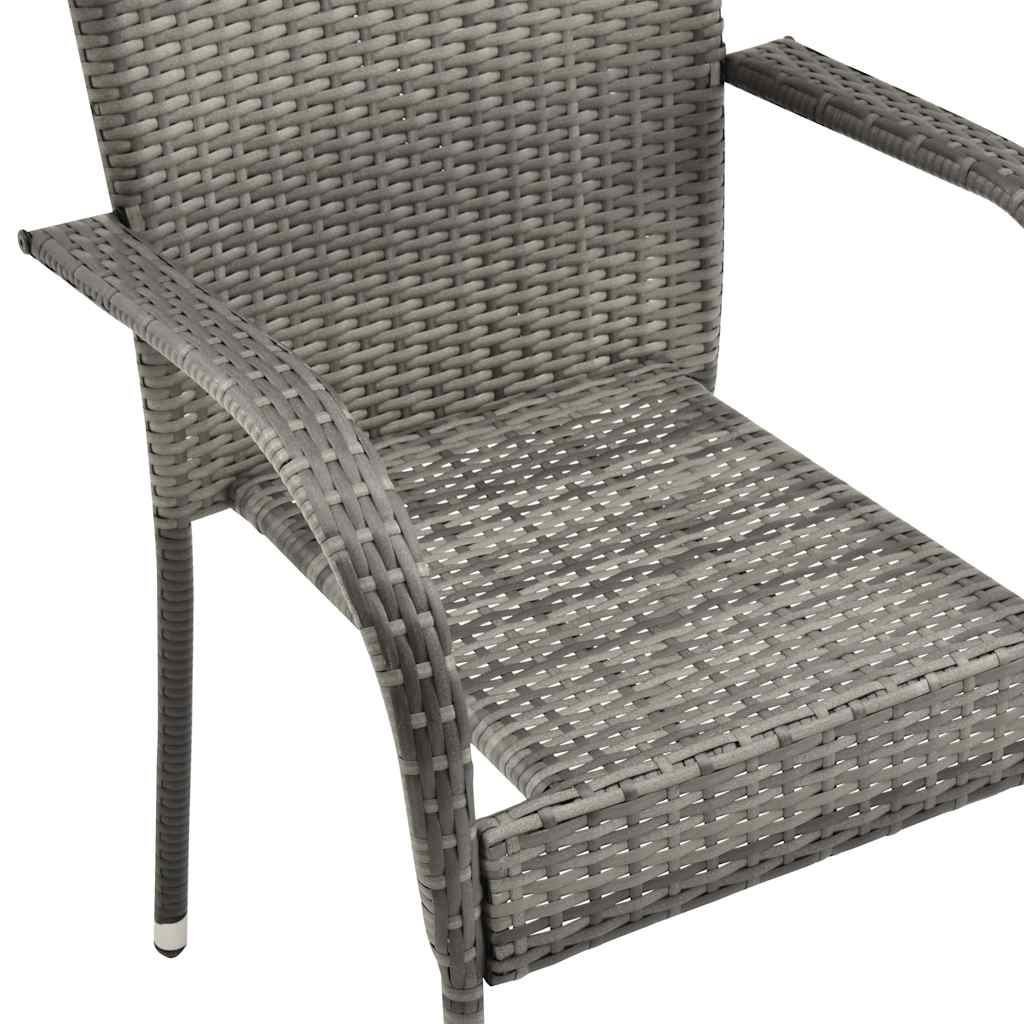 Dining Chair | Set of 2 | Grey | Poly Rattan | Standard | Stackable