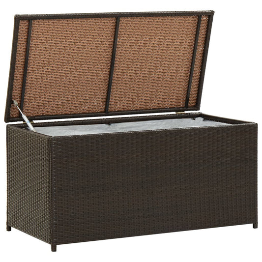 vidaXL Garden Storage Box Poly Rattan 100x50x50 cm Brown