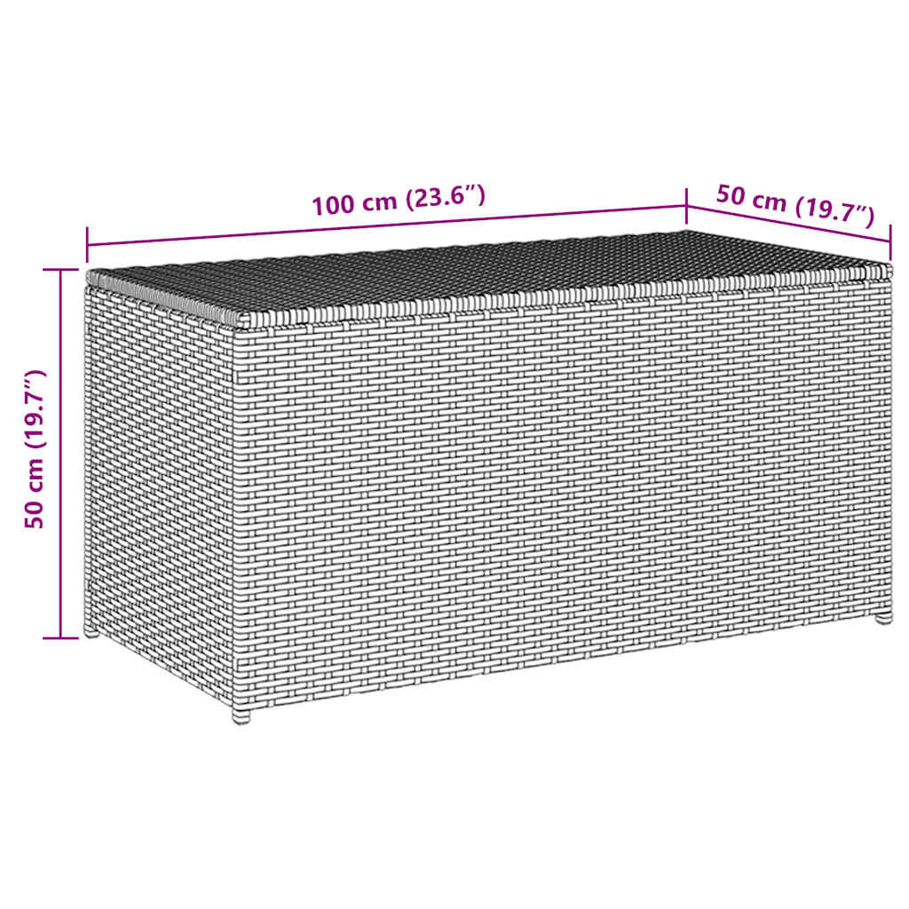 Garden Storage Box Poly Rattan 100x50x50 cm Grey