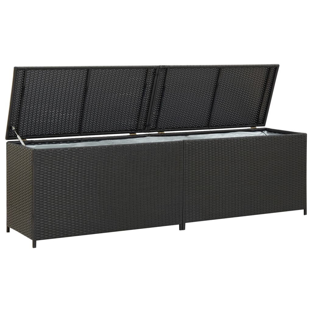 vidaXL Garden Storage Box Poly Rattan 200x50x60 cm Black