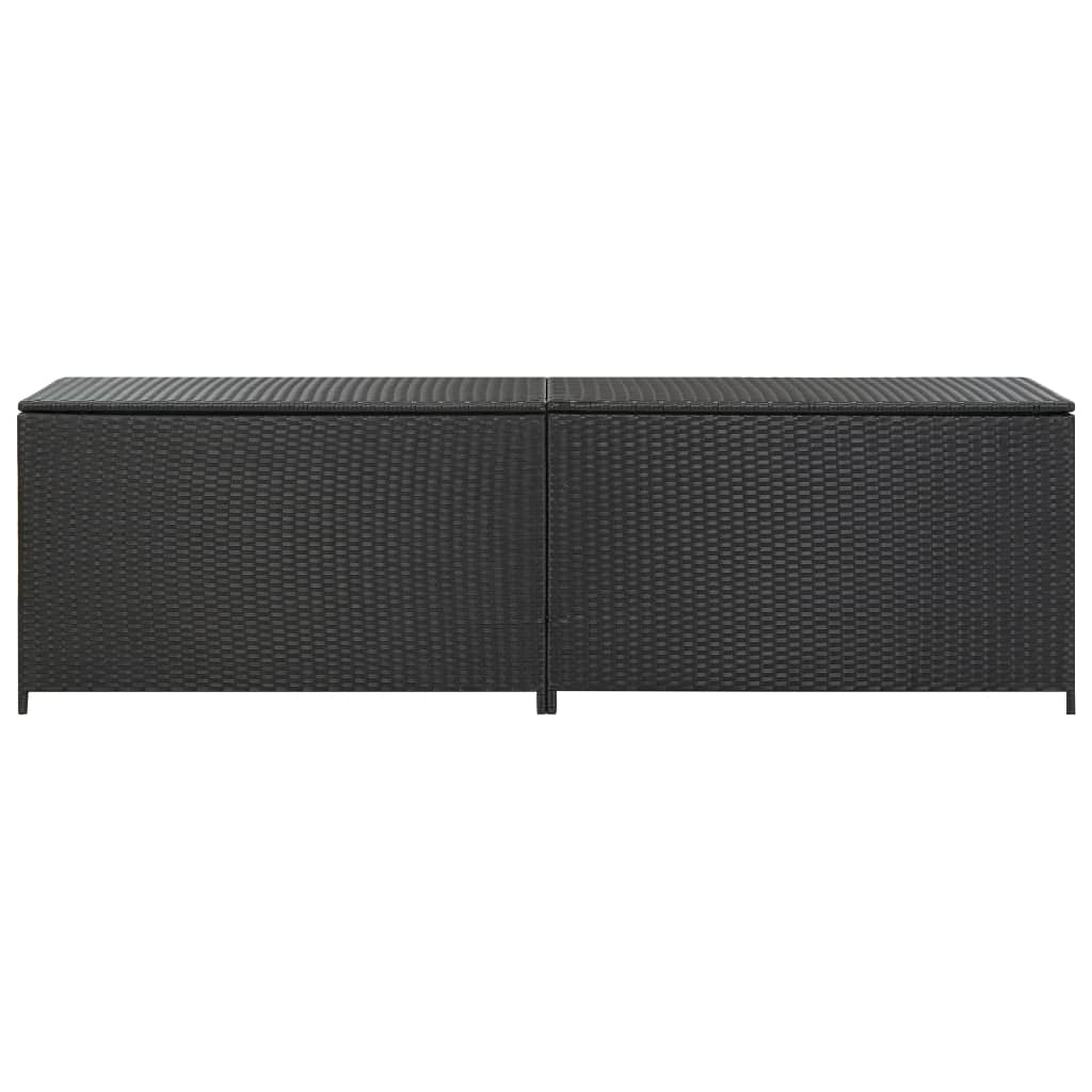 vidaXL Garden Storage Box Poly Rattan 200x50x60 cm Black