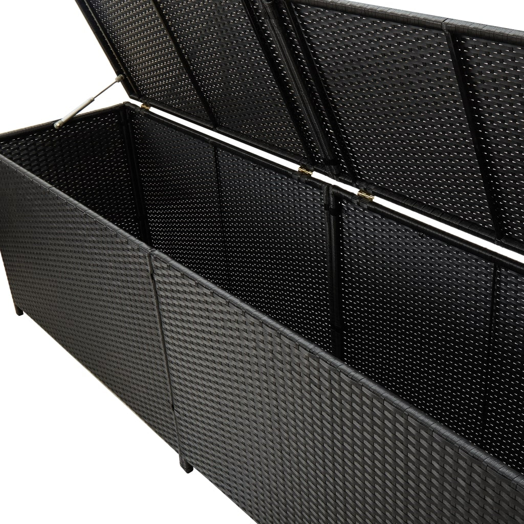 vidaXL Garden Storage Box Poly Rattan 200x50x60 cm Black